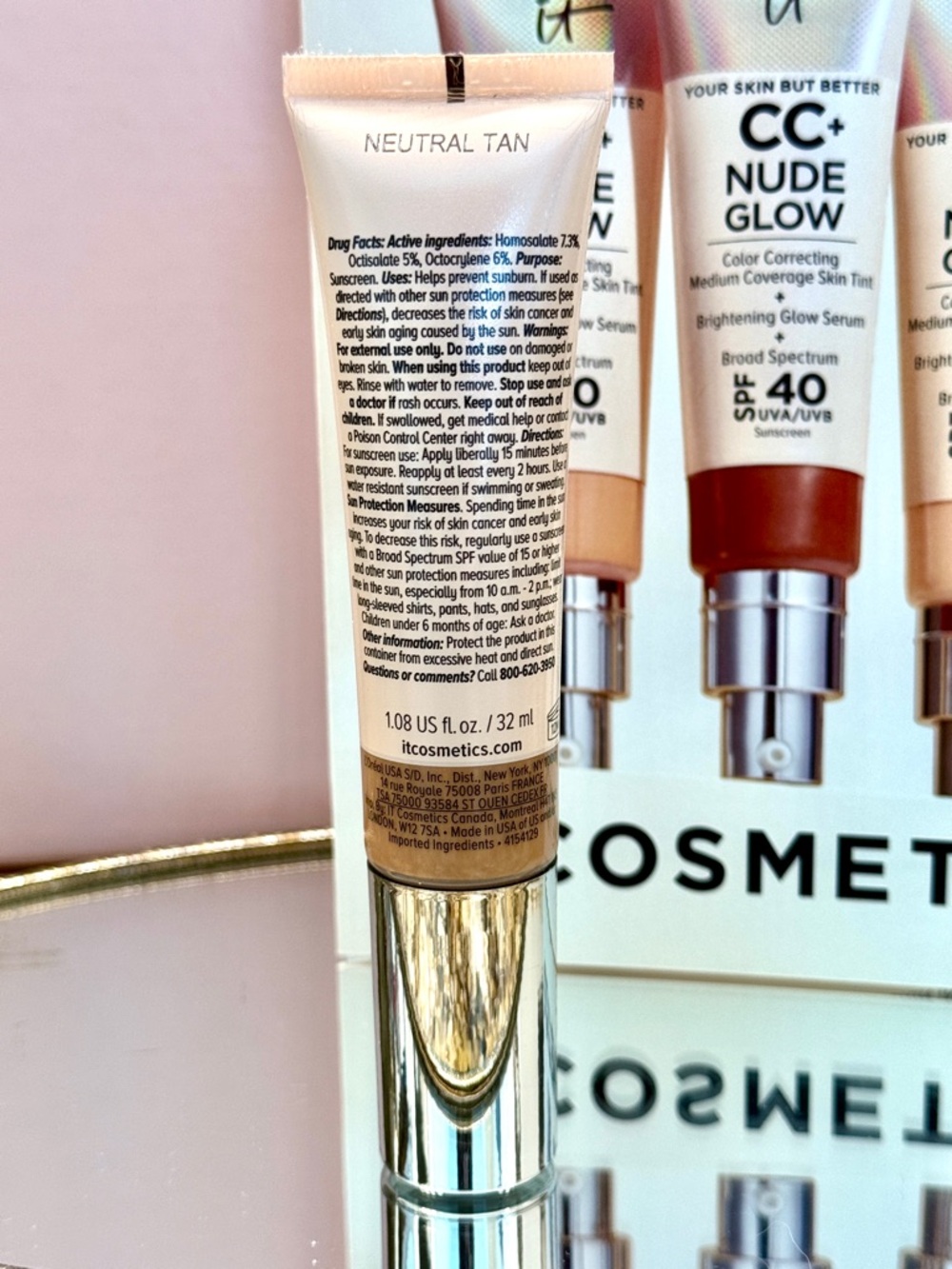CC+ Nude Glow Lightweight Foundation + Glow Serum SPF 40 Neutral Tan EXP 12/26 - Picture 4 of 16